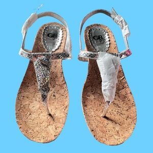 NIB GB Girls Sea Girl Silver Seahorse Sandals. Sz 2.